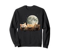 Moonlit Three Kitty Faces Sleeping Under Full Moon Sweatshirt