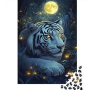 Moonlit Tiger's Gaze 1000-Piece Puzzle for Adults, 52x38cm/1000pcs, for Quiet Downtime Without A Screen; Low-dust Pieces for A Tidier Table