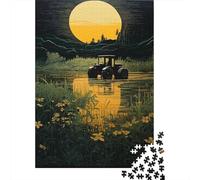 Moonlit Tractor Reflections 1000-Piece Puzzle for Adults, 38x26cm/1000pcs; White Cardboard for Steady Handling; to Return to Whenever Time Permits