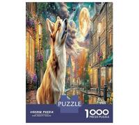 Moonlit Village 1000 Piece Corgi Is in The Fantastic Night City Jigsaw Puzzles for Puzzles 1000 Pieces Jigsaw for Adults for Adult Challenging Puzzles for Adults Gifts for Men, 52x38cm/1000pcs
