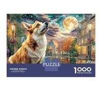 Moonlit Village Jigsaw Puzzles for Adults Challenging Puzzles The Impossible Challenge 1000 Pieces Corgi City Difficult Hard Jigsaw Puzzles for Man And Woman with Letters on Back 38x26cm/1000pcs