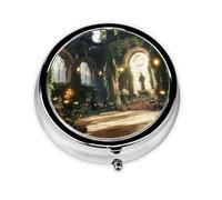 Moonlit Vine Castle Cute Pill Organizer - AM PM Pill Box, Small & Large Travel Pill Case, Unique Custom Design, Iron Plating, Perfect for Purse and On-The-Go
