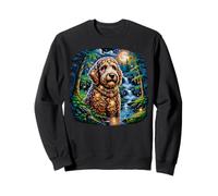 Moonlit Waterfall Doodle Night Art Sweatshirt