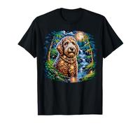 Moonlit Waterfall Doodle Night Art T-Shirt