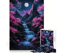 Moonlit Waterfall Jigsaw Puzzles for Adults 1000 Pieces Sharp Mind Bright Color Family Activity Wall Art (38x52cm)