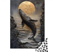 Moonlit Whale Breach Jigsaw Puzzle for Adults, 1000 Pieces, 70x50cm/1000pcs, Quiet Home Activity, Evening Leisure And Puzzle Lovers