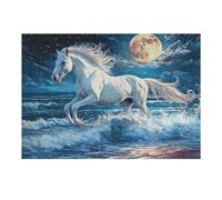 Moonlit White Horse 300 Pc Classic Jigsaw Puzzle Fantastic Beasts Puzzle for Adults Hard Challenging Hobby Home Decor Poster Eco Friendly Material 300 PCS