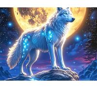 Moonlit White Wolf 1000 Pieces Set Classic Jigsaw Puzzle Wildlife Couple Puzzle Partners Mind Relaxation Wall Decor Easter New Year Creativity & Gift Giving 1000 PCS/75x50cm