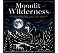 Moonlit Wilderness: A Monochrome Coloring Book of Night Landscapes with Mountains, Forests, Lakes, Cabins, and Night Skies (30 Page Studio)