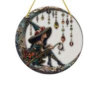 Moonlit Witch Crystal Pendant,20.32cm x 20.32cm Acrylic Wall Hanging,Festive Decor,Sun Catcher,Halloween,Party Decoration ornaments ornaments suncatchers catchers Acrylic Witch window w Catche