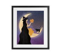 Moonlit Witch Jack O Lantern Magic, 17 x 21 Inch Framed Print Under Glass