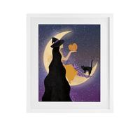 Moonlit Witch Jack O Lantern Magic, 17 x 21 Inch Framed Print Under Glass