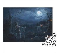 Moonlit Withered Forest Jigsaw Puzzles Puzzles for Adults Kids. 1000 Piece Halloween Witch Impossible Challenge Toy Educational Game Home Decoration for Educational Games Gifts 1000pcs (75x50cm)