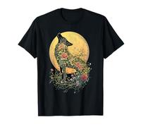 Moonlit Wolf Floral Nature Cosmic Art, celestial nature T-Shirt