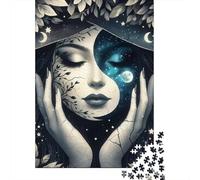 Moonlit Woman Face 1000 Pieces Eco-friendly Paper Classic Jigsaw Puzzle Family Lovers Decompression Game Gifts Value Pack 70x50cm/1000pcs
