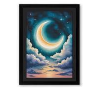 Moonlit Wonder Minimalist Framed Wall Art Print A1 (84.1×59.4cm) Black, Wall Decor for Living Room, Bedroom, Office & Home, Ready to Hang, Art Gift