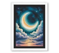 Moonlit Wonder Minimalist Framed Wall Art Print A4 (29.7×21cm) White, Wall Decor for Living Room, Bedroom, Office & Home, Ready to Hang, Art Gift