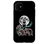 Moonlit Woodland Raccoons Night Sky Scene Case for iPhone 11