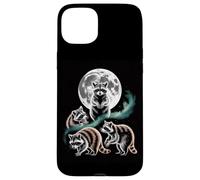 Moonlit Woodland Raccoons Night Sky Scene Case for iPhone 15 Plus