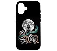Moonlit Woodland Raccoons Night Sky Scene Case for iPhone 16