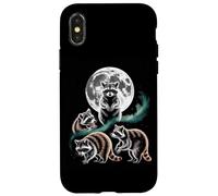Moonlit Woodland Raccoons Night Sky Scene Case for iPhone X/XS