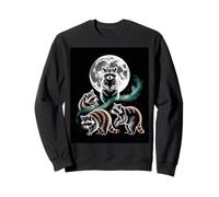 Moonlit Woodland Raccoons Night Sky Scene Sweatshirt