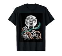 Moonlit Woodland Raccoons Night Sky Scene T-Shirt