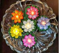 MoonlitDreams Sensor Water Floating Smokeless Candles & Lotus Flowers Sensor Led Tea Light Unbreakable for Outdoor and Indoor Festival Decoration (Multicolor, Pack of 6,Plastic)