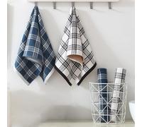 Moonlnster 4 Pack Cotton Hand Towel 34 x 76 cm Microfibre Lint Free Tea Towel Blue White Striped Classic Kitchen Towels Bathroom Absorbent Grey Tea Towels Set for Face Body Bath (Machine Washable)