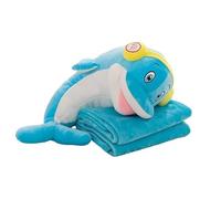 Moonlove 2 in 1 Cartoon Animals Plush Toy and Soft Blanket Set, Cute Dolphin Shark Stuffed Hugging Pillow Bedroom Sleeping Sofa Cushion Puffy Plush Toy Gift for Birthday Christmas Housewarming