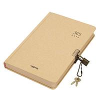 Moonlove 365 Planner, Lockable Hardcover Notebook with Lock & Key, Kraft Paper Unlined Sketch Book Travel Journal Drawing Writing Pad Blank Page Diary Book Scrapbook (With Key, Yellow)