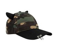 Moonlove Adult Teens Devil Horns Baseball Cap with Double Ring Visor Unisex Adjustable Streetwear UV Protection Sun Hat Casual Punk Fashion Accessory Stylish Hip Hop Headwear Dad Hat Camouflage
