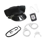Moonlove Agent Costume Accessories Set, Secret Security Guard Dress-up Kit with Hat Earpiece ID Badge Necktie Whistle Handcuffs Adults Teens Cosplay Props for Halloween Christmas Party