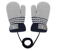 Moonlove Baby Kids Lovely Mittens Winter Cartoon Rabbit Gloves Dual Layers Plush Padded Knitted Gloves Mittens With Anti-Lost String for Baby Girls Boys 0-3 Years Old (OK Grey)