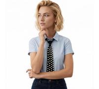 Moonlove Elegant Black Pre-tied Necktie with Pearls Embellishments, Adjustable Preppy Style Formal Causal Tie, Easy-Tie Academic Fashion Accessory for JK/DK Uniform Party Prom & Daily Wear