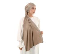 Moonlove Elegant Rhinestone Embellished Hijab Scarf Fashion Accessory for Women Versatile Head Wrap Headscarf Shemagh Arab Keffiyeh Muslim Turban Desert Shawl for Formal & Daily Wear