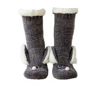 Moonlove Faux Bunny Ear Home Socks Girls Three-Dimension Soft Fluffy Windproof Coldproof Non-Skid Grip Slippers Slepping Daily Wear Thermal Feet Warmer