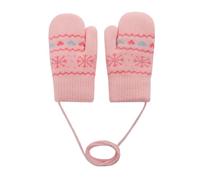 Moonlove Girls Boys Cold Weather Fleece Lined Gloves Unisex Kids Winter Thermal Mittens with String Baby Toddler Outdoor Windproof Full Finger Gloves for Age 1-4