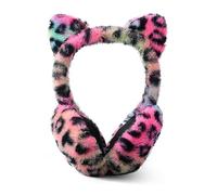 Moonlove Girls Leopard Print Earmuffs Winter Warm Thermal Ear Muffs Plush Fuzzy Adjustable Foldable Ear Cover Windproof Coldproof Cycling Warmer Protection for Women