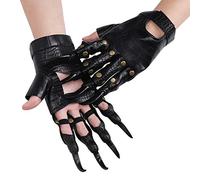 Moonlove Halloween Animal Claw Handwear Adults Cosplay Dressing Up Props Black Leather Dragon Claw Gloves With Long Nails Costume Ball Accessories