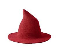 Moonlove Halloween Witch Hat Knitted Wool Foldable Wizard Hat Solid Color Pointed Cap Cosplay Costume Accessory Fancy Dress Party Prop Carnival Wide Brim Daily Headwear