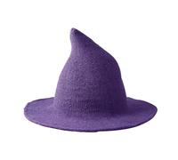 Moonlove Halloween Witch Hat Knitted Wool Foldable Wizard Hat Solid Color Pointed Cap Cosplay Costume Accessory Fancy Dress Party Prop Carnival Wide Brim Daily Headwear