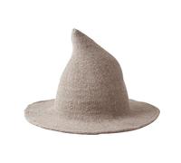 Moonlove Halloween Witch Hat Knitted Wool Foldable Wizard Hat Solid Color Pointed Cap Cosplay Costume Accessory Fancy Dress Party Prop Carnival Wide Brim Daily Headwear