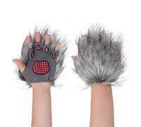 Moonlove Halloween Wolf Werewolf Plush Wolf Claw Gloves Faux Fur Monster Hairy Costume Halloween Christmas Cosplay Fancy Dress Party Costume Toys Gift for Adults(Gloves)