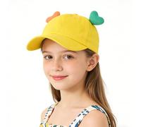 Moonlove Kids Cute Heart Horn Baseball Cap Students Adjustable Trucker Peaked Cap UV Protection Sun Hat Outdoor Sports Sweet Candy Color Spring Summer Sunhat Visor for Boys Girls Aged 5-12 Yellow