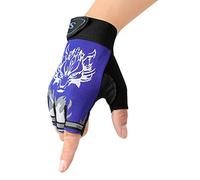 Moonlove Kids Half-finger Cycling Gloves Wtih Grip for Biking Thin and Ventilating Gloves Mittens for Boys Girls, Blue