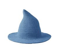 Moonlove Kids Halloween Witch Hat Knitted Wool Foldable Wizard Hat Solid Color Pointed Cap Cosplay Costume Accessory Fancy Dress Party Prop Carnival Wide Brim Daily Headwear