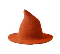Moonlove Kids Halloween Witch Hat Knitted Wool Foldable Wizard Hat Solid Color Pointed Cap Cosplay Costume Accessory Fancy Dress Party Prop Carnival Wide Brim Daily Headwear
