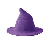 Moonlove Kids Halloween Witch Hat Knitted Wool Foldable Wizard Hat Solid Color Pointed Cap Cosplay Costume Accessory Fancy Dress Party Prop Carnival Wide Brim Daily Headwear
