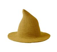 Moonlove Kids Halloween Witch Hat Knitted Wool Foldable Wizard Hat Solid Color Pointed Cap Cosplay Costume Accessory Fancy Dress Party Prop Carnival Wide Brim Daily Headwear